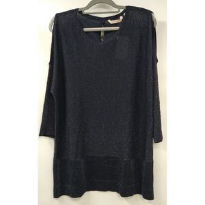 Soft‎ Surroundings size M Eudora Twinkle Sweater Cold Shoulder Black Tunic NWT